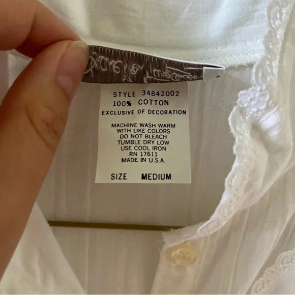 Vintage NWT 80s DVF Diane Von Furstenberg White Frilly Lace Nightgown Dress Sz M - Picture 5 of 11